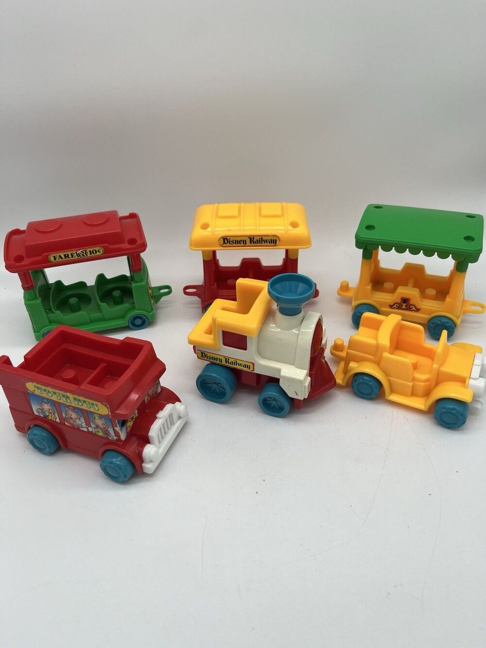 Vintage Lot Disney Railway Train Main Street 5 Transportation Co Tour Bus Cars